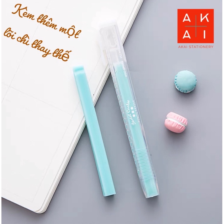 Tẩy bút chì Kokuyo Campus Nhật Bản kèm 1 lõi tẩy thay thế 4 màu Pastel Cookie, Tẩy Bút Chì Kiểu Nhật Bản Tiện Dụng