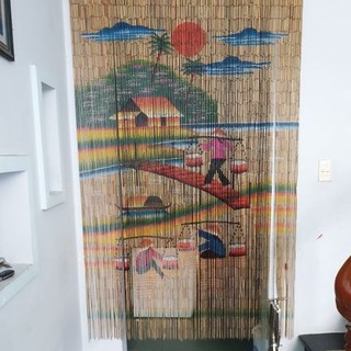 Mành tre ống trúc Bách Tính, rèm cửa hạt trang trí ghánh gạo