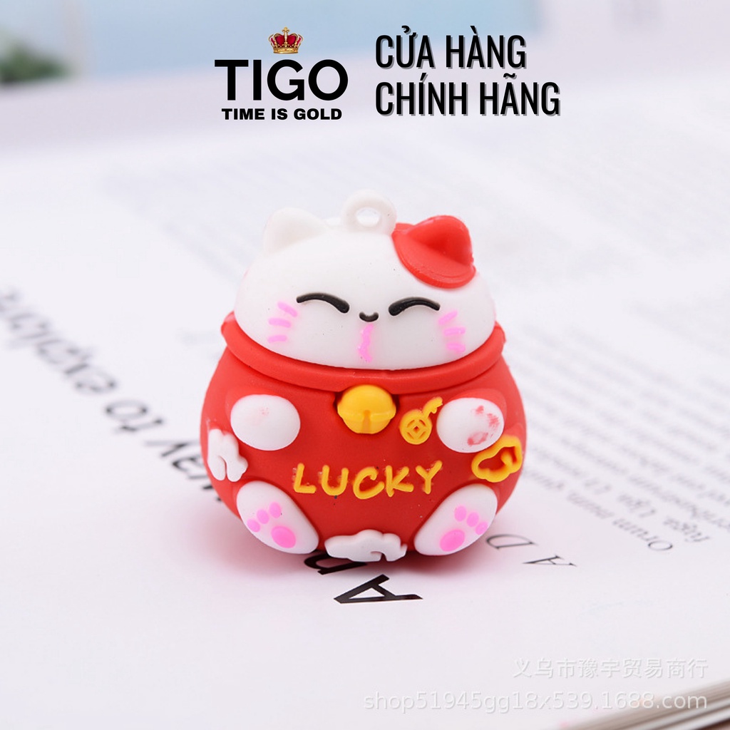 Móc khoá mèo thần tài ú nu may mắn cười híp mắt màu đỏ dễ thương siêu cute chất liệu cao su quà tặng kèm khi mua đồng hồ