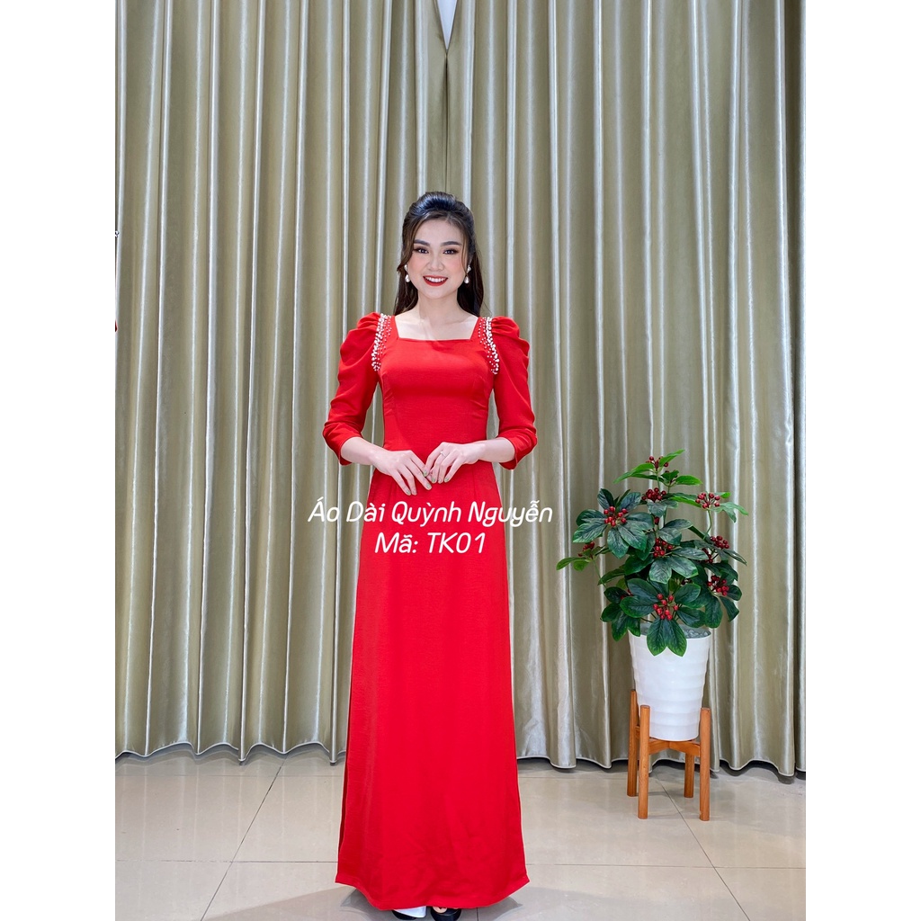 Áo dài cách tân, áo dài lụa tây thi thiết kế trẻ trung thanh lịch trang phục truyền thống mã TK01