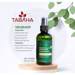 Xịt Mọc tóc Tinh dầu vỏ bưởi Năm roi dưỡng tóc TABAHA 120ml giảm rụng