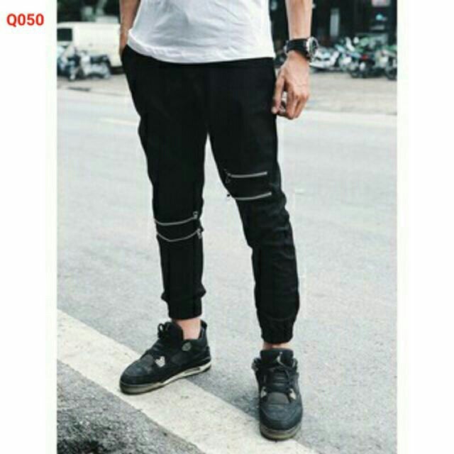 Quần jogger kaki khoá zip hàng đẹp vải dày dặn Kèm ảnh thật phía sau
