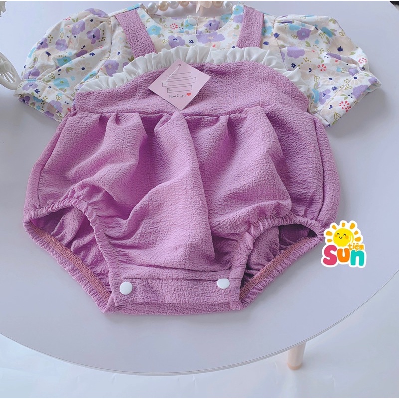 𝗧𝗮̣̆𝗻𝗴 𝘁𝘂𝗿𝗯𝗮𝗻 Body cộc tay cho bé gái size 4-10kg, xốp nhăn phối thô hoa mềm mát, thân thiện với làn da bé