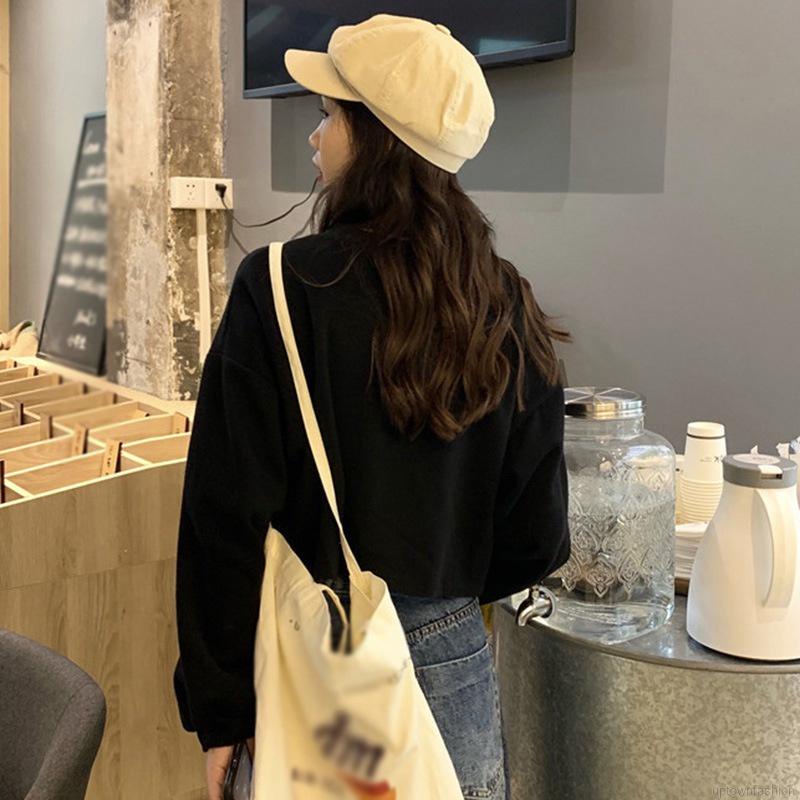 Áo Croptop tay dài màu sắc thanh lịch cho phái nữ