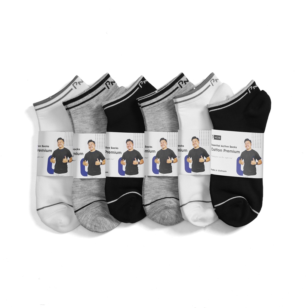 Tất vớ trơn nam nữ cổ ngắn Pnice cotton premium mềm mại, thoáng mát, kháng khuẩn, thấm hút mồ hôi chân
