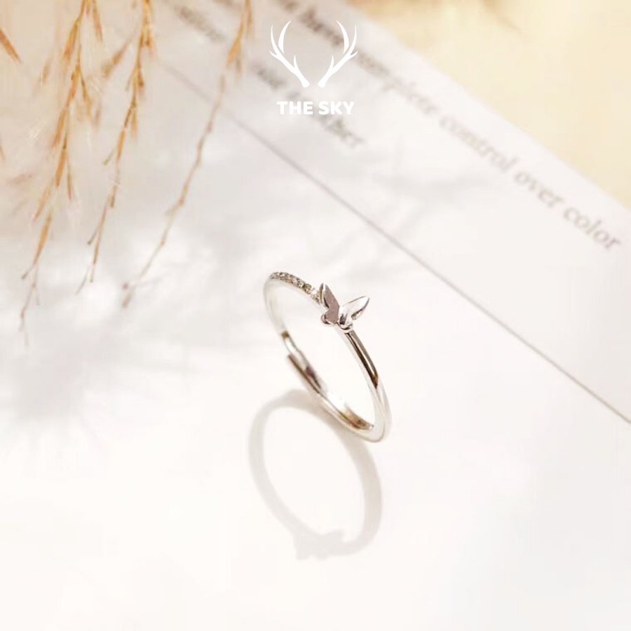 Nhẫn Bạc Mặt Hình Bướm Đính Đá Hàng Thiết Kế Phong Cách Trẻ Trung Cá Tính Hot Trend Mẫu Hở