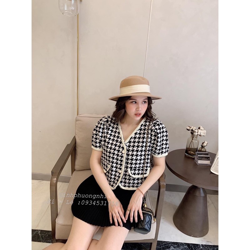 [Freeship Mặc Là Xinh] Áo Dạ Kẻ Ziczac Khuy Ngọc, Áo Dạ Viện 2 Lớp Tay Cộc ( có ảnh thật+video) | BigBuy360 - bigbuy360.vn