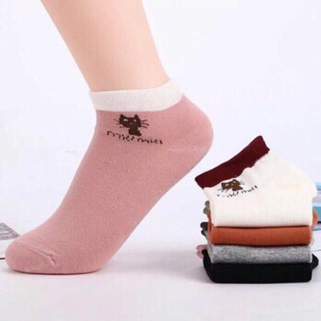 Set 5 Đôi Tất Mèo Chống Hôi Chân Cho Bạn Gái-