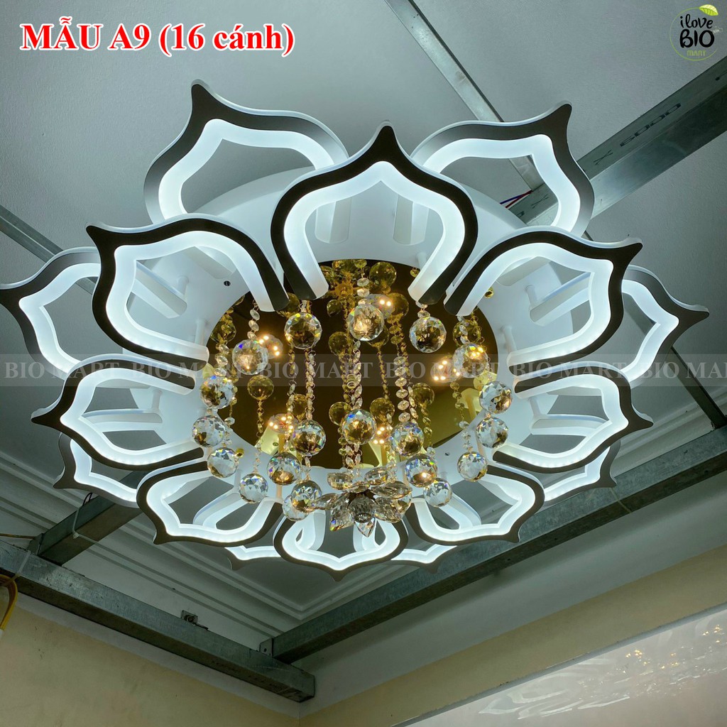 Đèn Ốp Trần Pha Lê 16 Cánh – Đèn Áp Trần Trang Trí Gồm 3 Chế Độ Ánh Sáng, Có Điều Khiển Từ Xa Tiện Dụng - BIO181