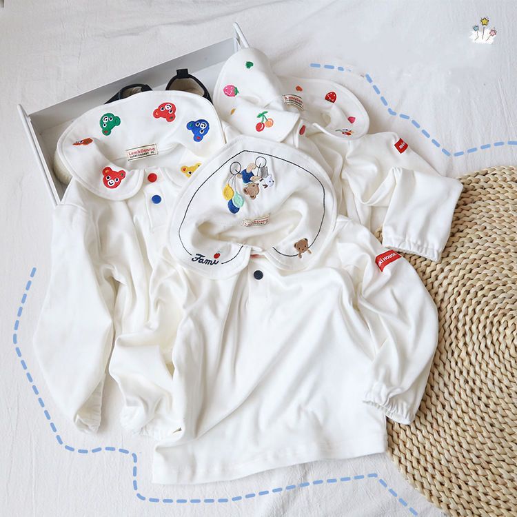 Áo Thun Cotton Tay Dài Thêu Họa Tiết Phong Cách Nhật Hàn Thời Trang Mùa Thu 2022 Dành Cho Bé Trai Gái