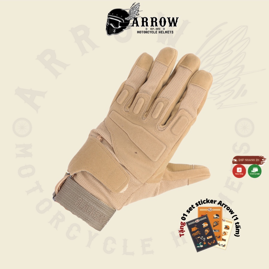 Găng tay đi xe máy dài ngón Blackhawk arrow shop thoáng mát bảo hộ đi phượt giá rẻ