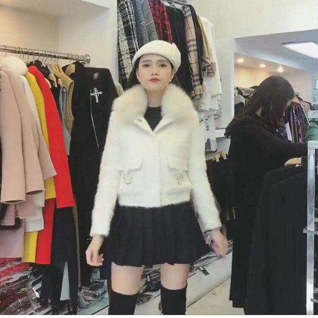 Áo dạ lông thỏ