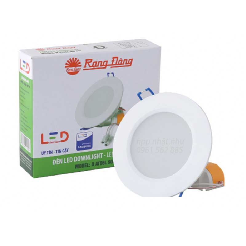 Đèn LED Âm trần Downlight Rạng Đông 90/7w Viền Trắng