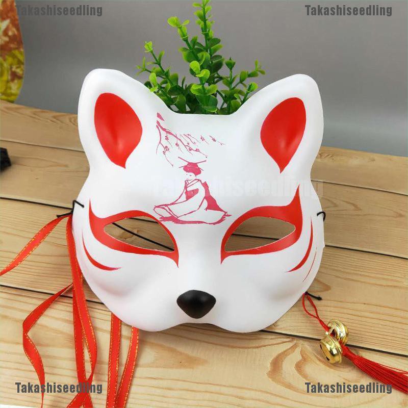 Mặt nạ cáo Kitsune phong cách Nhật Bản chuyên dụng để hóa trang Halloween