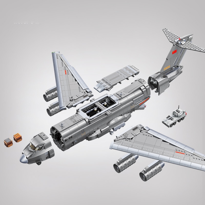 Đồ chơi Lắp ráp Máy Bay Chở hàng Xian Y-20, Enlighten 23013 Transport Aicraft, Xếp hình thông minh