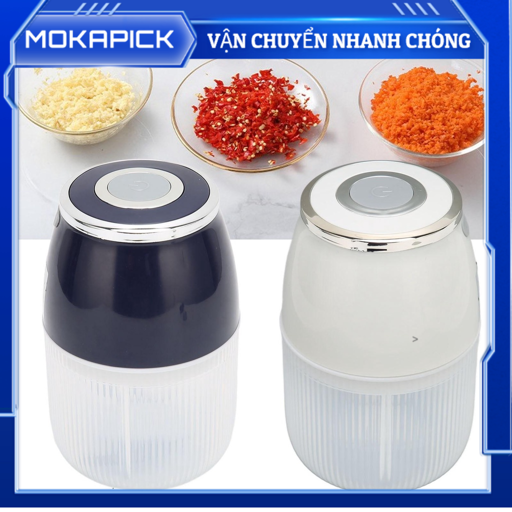 Mokapick Máy băm tỏi 3 lưỡi Động cơ mạnh mẽ Bộ xử lý thực phẩm đa chức năng USB Sạc tĩnh im lặng cho thịt