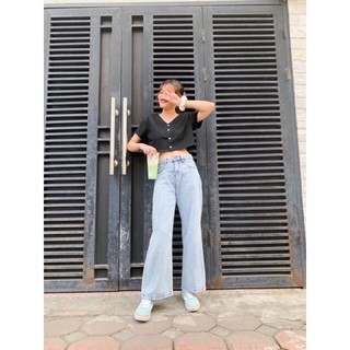 [Ảnh thật]Áo croptop len tăm viền bèo