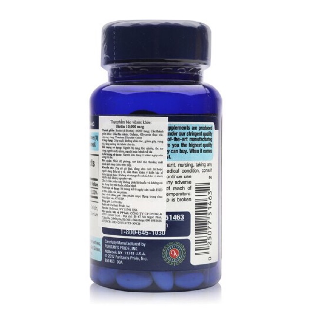 Viên uống bổ sung Biotin 10,000mcg Puritan’sPride