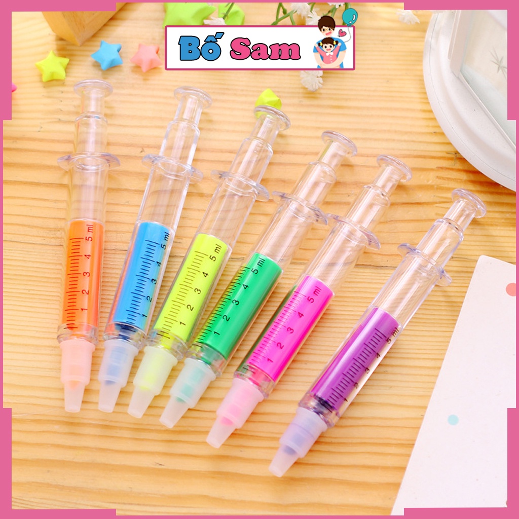 Bút nhớ dòng hình ống tiêm cute đánh dấu nhiều màu ghi chú Shop Bố Sam