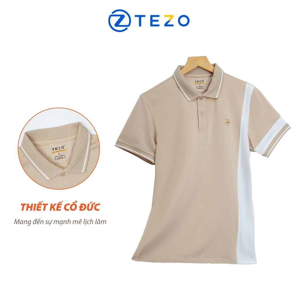Áo polo nam thiết kế phối sườn Tezo phông có cổ năng động dễ mặc 22APCT021