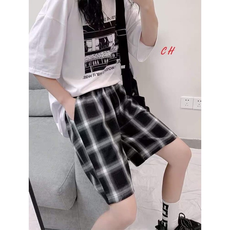 Sét áo ô vuông+quần đùi kẻ CH12