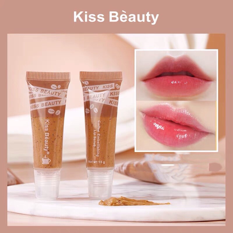 Tẩy da chết môi cà phê KISS BEAUTY Coffee Embellishing Lip Scrub tẩy sạch cho môi mềm mại KISS15