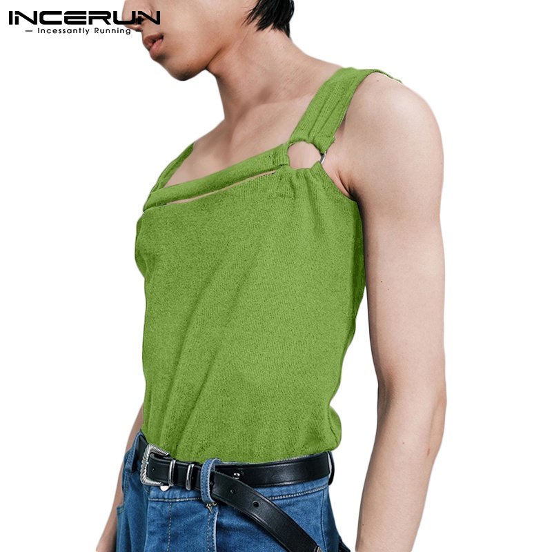 Áo sát nách INCERUN không tay dáng ôm màu trơn thời trang mùa hè cho nam
