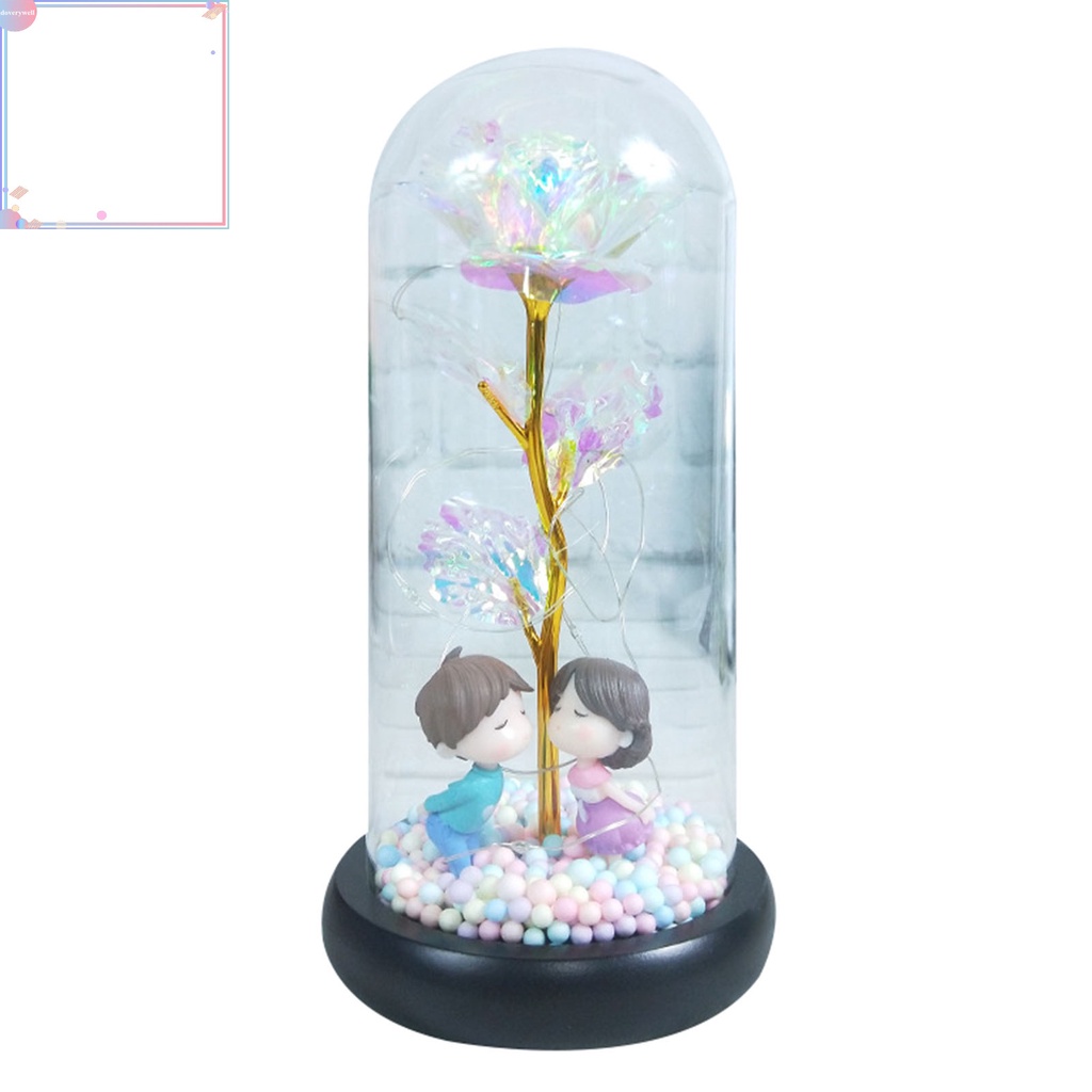 Hộp đèn LED hình hoa hồng bằng nhựa dùng trang trí lễ tình nhân