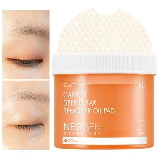 Tẩy Trang Neogen Dạng Miếng NEOGEN DERMALOGY CARROT DEEP CLEAR OIL PAD 60 Miếng [NHẬP KHẨU CHÍNH HÃNG]