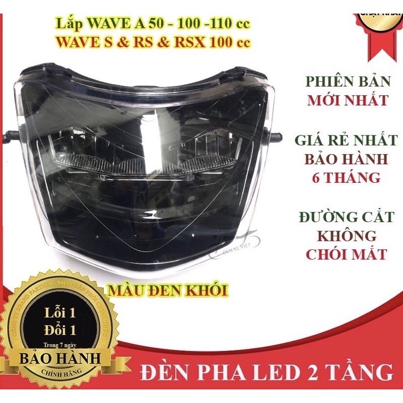 (Tặng công tắc pasing SH loại 1) Đèn pha wave 2 tầng