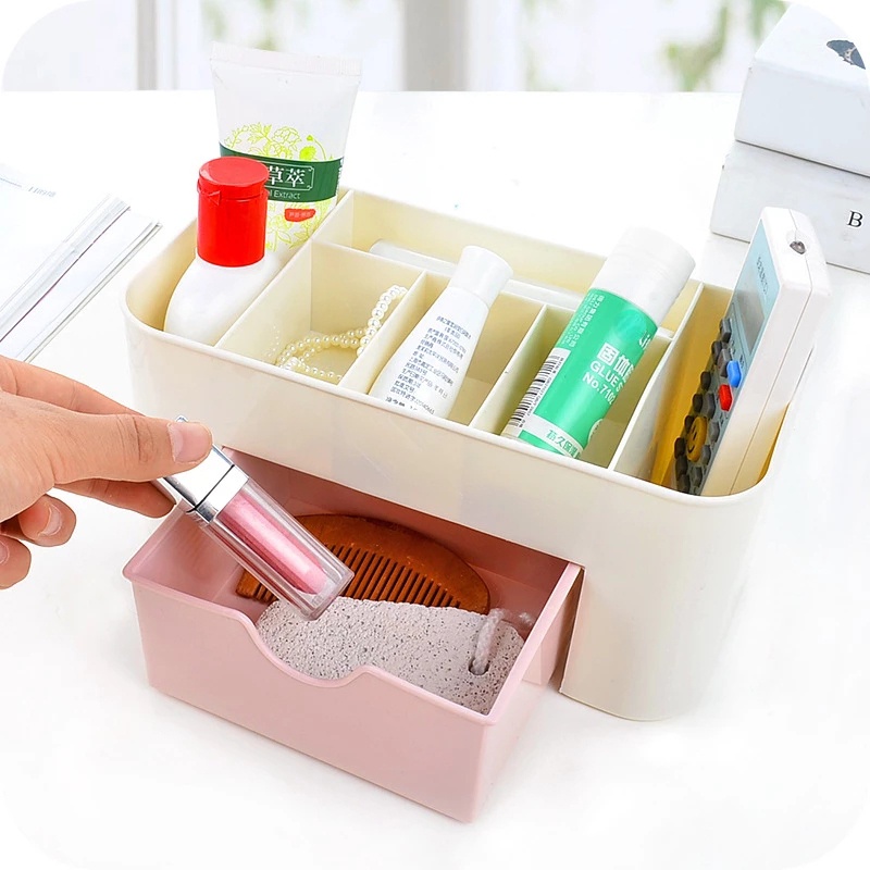 Hộp Đựng Mỹ Phẩm/Trang Sức Để Bàn Bằng Nhựa Cỡ Nhỏ Dạng Ngăn Kéo Tiện Dụng