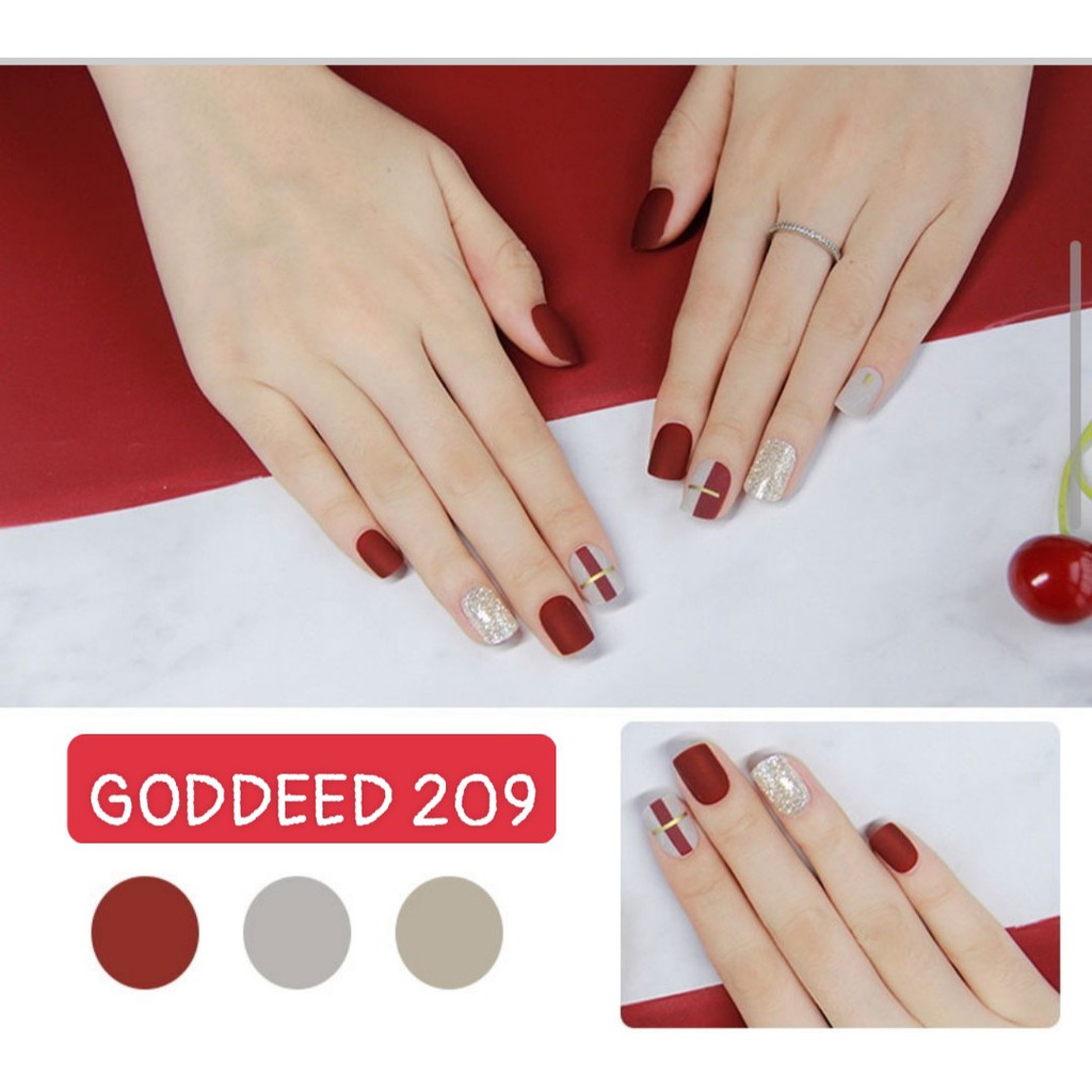 {Nailbox 209} - HỘP 30 MÓNG DÁN  GODDEED CAO CẤP HÀN QUỐC sẵn keo sau móng