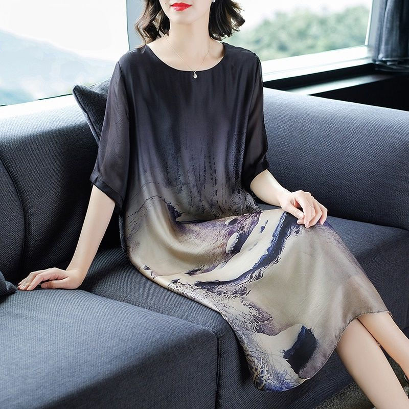 Đầm Dài Tay Ngắn Bằng Lụa Lạnh Cho Nữ 2021 | BigBuy360 - bigbuy360.vn