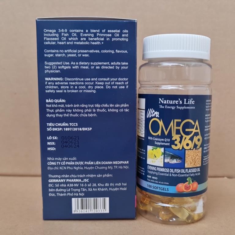 Viên uống Omega 369 tốt cho da, tim mạch, trí não, giảm quá trình lão hóa, tăng cường thị lực Dầu cá OMEGA369 Ultra 100v