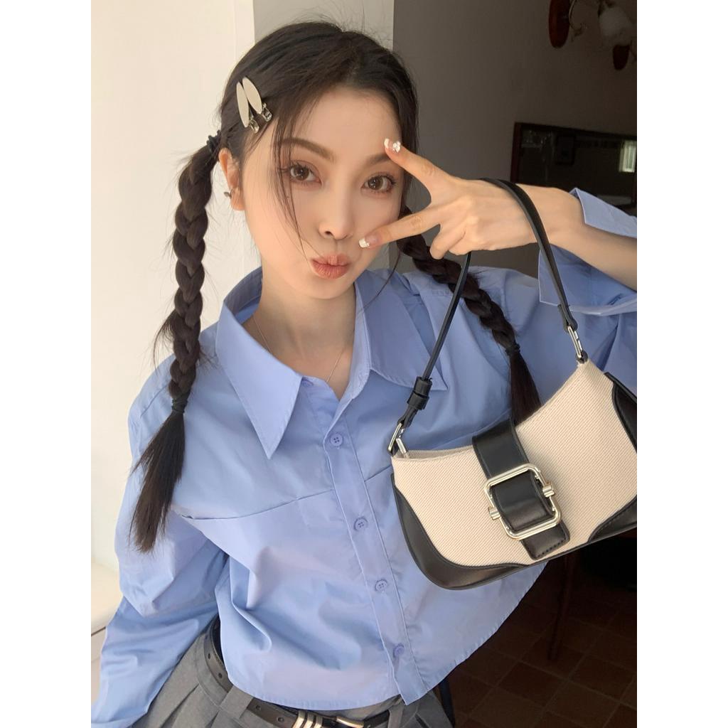 Áo Sơ Mi Ngắn Hở Eo Phong Cách Mới Dành Cho Nữ 61239