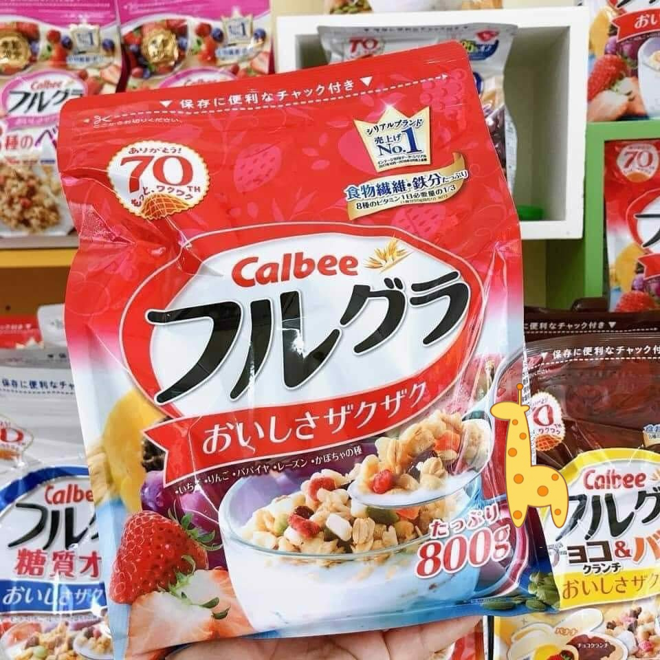 Ngũ Cốc Calbee, Ngũ Cốc Calbee Đỏ, Ngũ Cốc Calbee 750g Nội Địa Nhật Đủ Dinh Dưỡng Tiện Dụng Ăn Sáng Cho Gia Đình