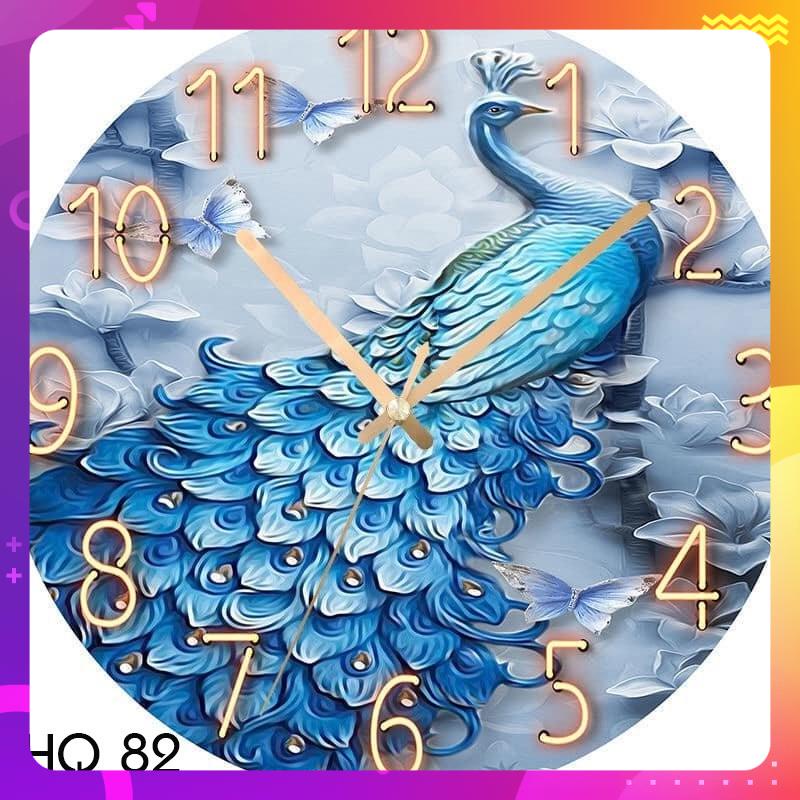 Đồng Hồ Treo Tường Kim Trôi Pha Lê Tráng Gương 3D Cao Cấp trang trí nhà của - Đường kính 40cm Bảo hành 1 năm