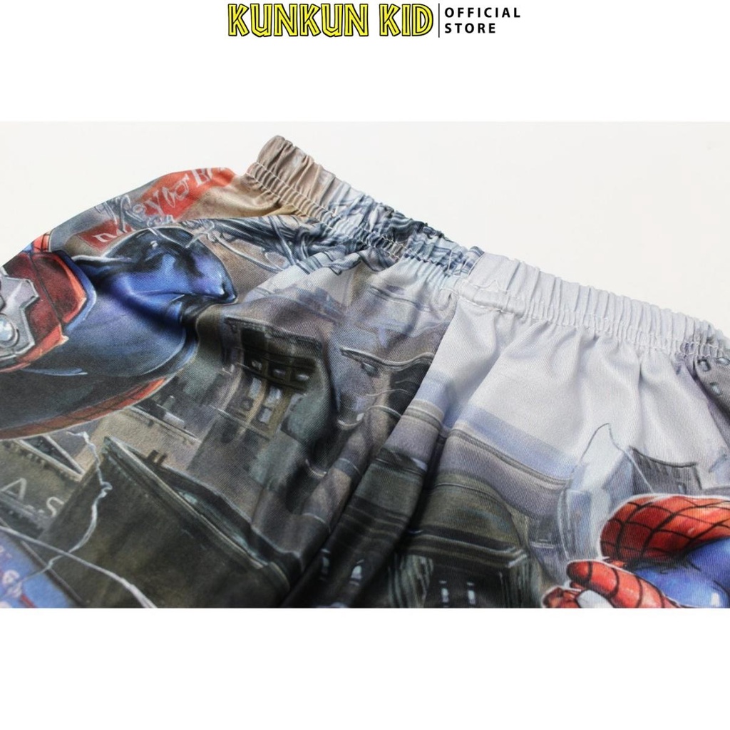 Quần áo bé trai Thun lạnh hình người nhện Spiderman xám size đại từ 10kg-40kg Kunkun Kid TP534