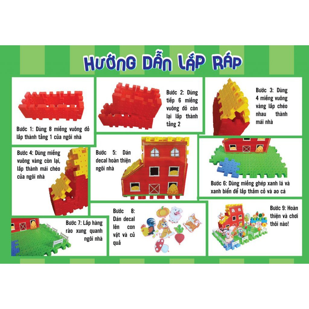 Bộ đồ chơi mô hình khám phá, xây dựng nông trại 94 chi tiết