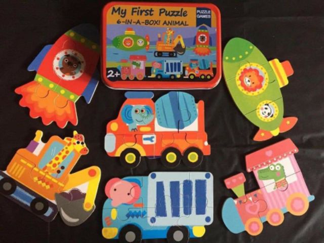 [Hàng loại 1] Đồ chơi My First Puzzle ghép hình 6 miếng hộp sắt cho bé từ 2 tuổi