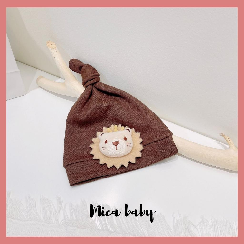 Mũ cotton thắt nút hình thú đáng yêu cho bé từ 5-9kg MD27 Mica baby