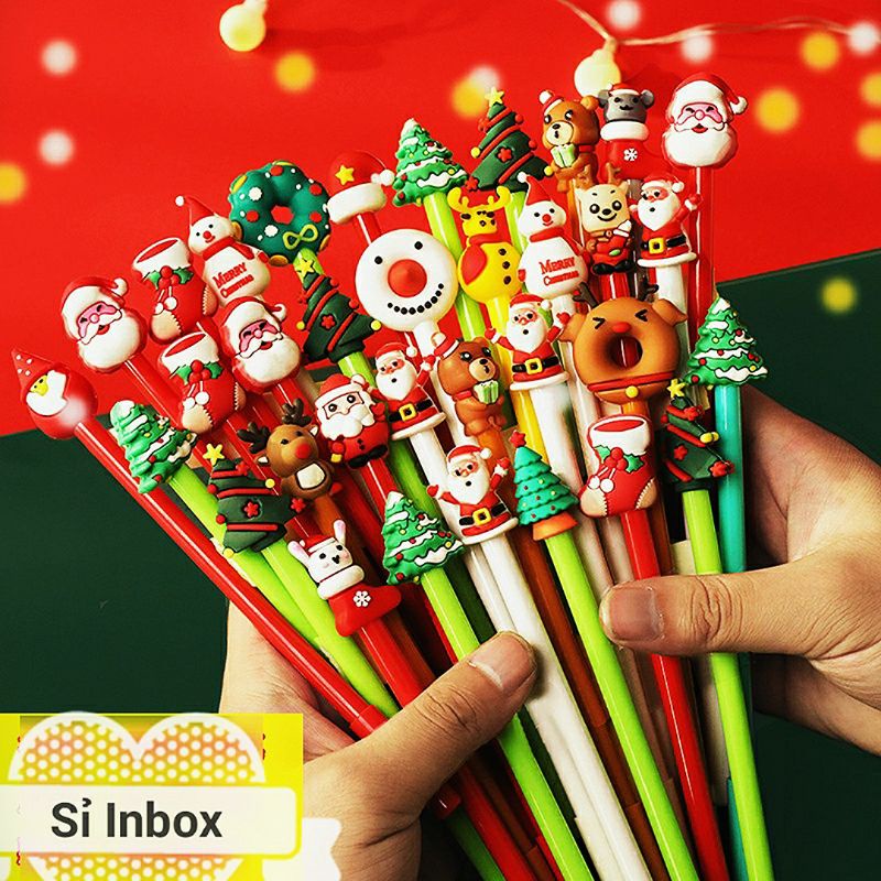 Bút gel nước giáng sinh dễ thương/ Nhiều mẫu quà tặng noel và bút bi nước ngòi kim dành cho học sinh, sinh viên giá rẻ