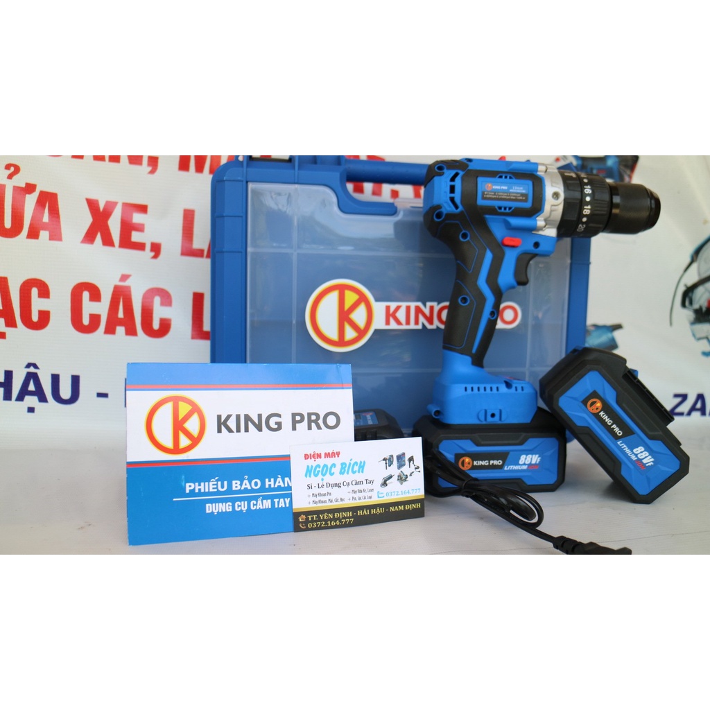 [  RẺ  VÔ ĐỊCH] Máy Khoan Pin 88V Đầu Auto Lock 13mm KINGPRO