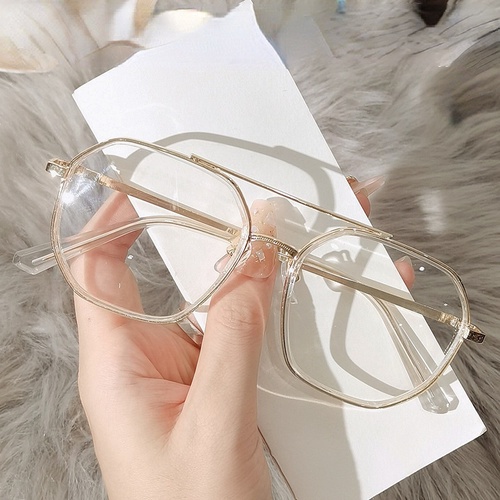 kính cận thị Mắt Kính Chống Ánh Sáng Xanh Gọng Kim Loại Đa Giác Phong Cách Hàn Quốc Mới