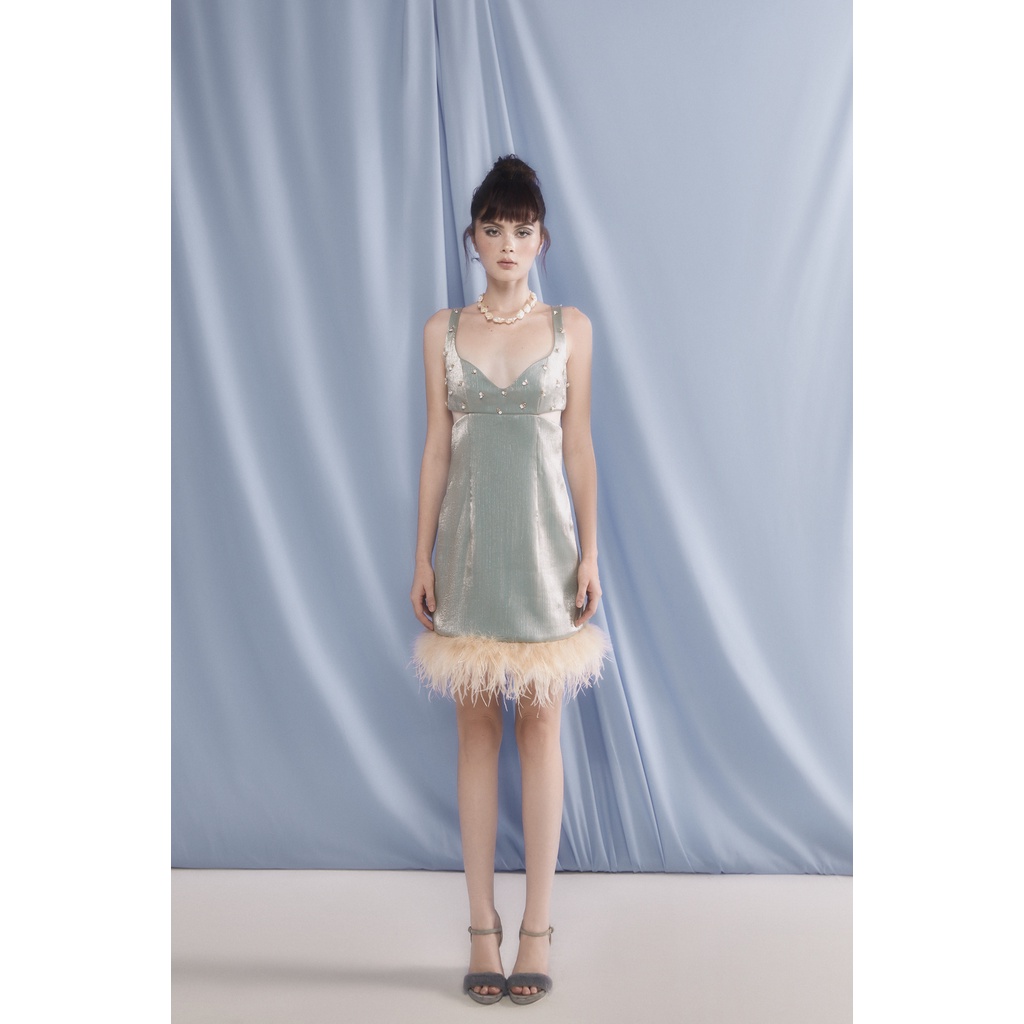 Achelois - Váy ánh kim đính lông Punctata Dress