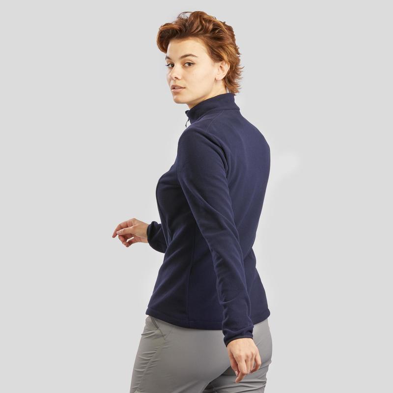Áo nỉ leo núi vùng cao Decathlon Quechua mh100 cho nữ - xanh navy