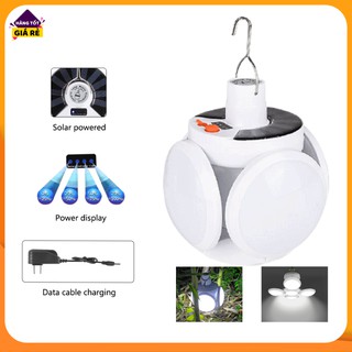 Bóng Đèn Led Tích Điện Năng Lượng Mặt Trời Hình 4 Cánh Hoa Có Thể Đóng Mở, Đèn Sạc Hình Ball Light 4 Cánh (40W)