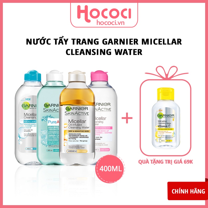 ✅[CHÍNH HÃNG] Nước Tẩy Trang Garnier Micellar Water Tẩy Sạch Sâu Lớp Trang Điểm 400ml