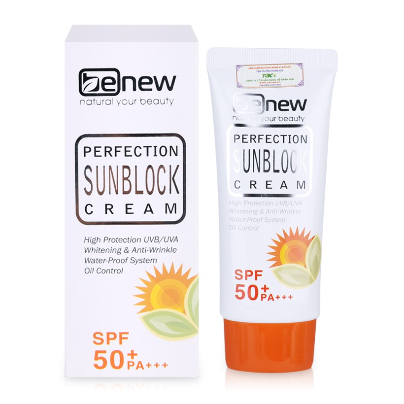 Kem Chống Nắng Kiềm Dầu Lên Tông Không Nhờn Dính BENEW PERFECTION SUN BLOCK CREAM SPF 50 PA +++ Hàn Quốc 50ml