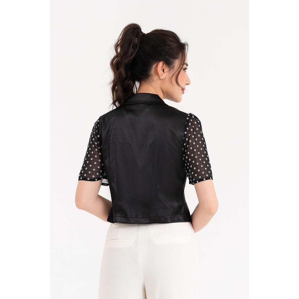 Áo Sơ Mi LAMER Cổ Vest Tay Phối L61H22H009